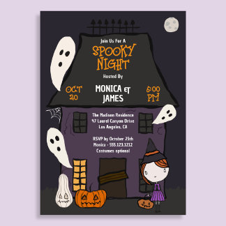 Süße gruselige Halloween-Party im Spukhaus Einladung