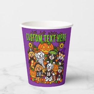 Süße gruselige Hunde Halloween Lila Custom Pappbecher