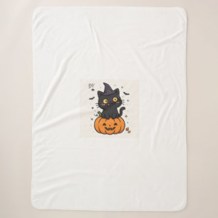 Süße gruselige Jahreszeit schwarze Katze Hexe Deck Sherpadecke