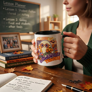 Süße gruselige Lehrermug Halloween, personalisiert Zweifarbige Tasse