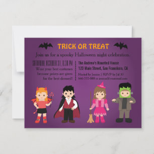 Süße gruselige lila Halloween-Party Einladung