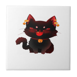 Süße gruselige schwarze Katze mit Glocken Klassisc Fliese