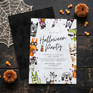 Süße gruselige Wasserfarben-Halloween-Party Einladung