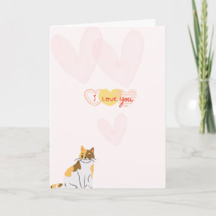 Süße Grußkarte mit Katze & Herzen   I Love You Bes Karte