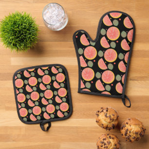 Süße Guavenfrucht Küche Ofenhandschuh & Topflappen-Set