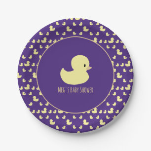 Süße Gummiente Moderne Lila Babyparty Pappteller