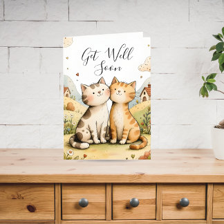 Süße Gute-Besserung-Katze Feiertagskarte