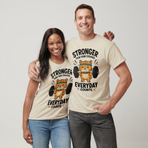 Süße Gym-Katze Gewichtheben Motivation T-Shirt
