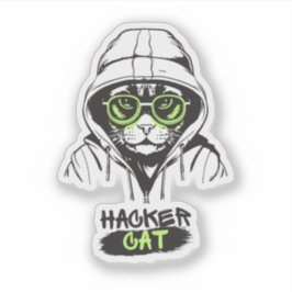 Süße Hacker-Katze Illustration – Cybersicherheit G Aufkleber
