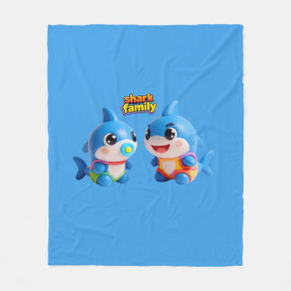 Süße Haifamilie 3D-Cartoon-Charakter Kawaii-Stil Fleecedecke