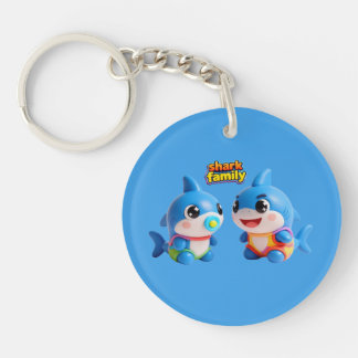 Süße Haifamilie 3D-Cartoon-Charakter Kawaii-Stil Schlüsselanhänger