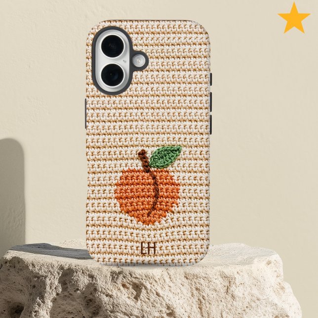 Süße Häkelpfirsich-Fruchtgarn mit individuellem Na Case-Mate iPhone Hülle (Von Creator hochgeladen)