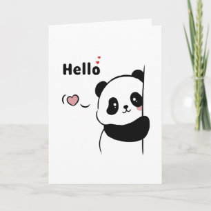 Süße Hallo-Panda-Herz-Grüße Karte