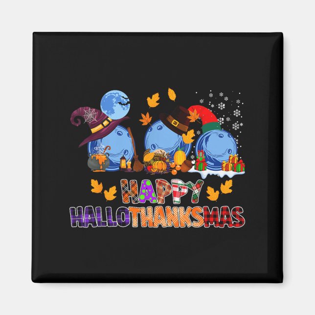Süße Hallothanksmas Bowling Halloween Thanksgiving Magnet (Vorne)