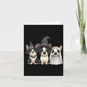 Süße Halloween Boston Terrier Hunde Hexenhut Geist Karte