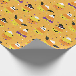 Süße Halloween Candy Corns in orangefarbenem Kostü Geschenkpapier