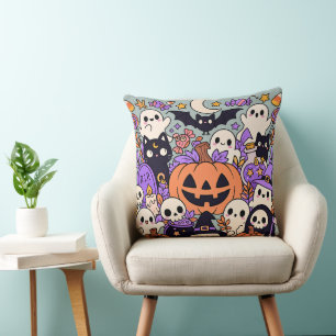 Süße Halloween-Doodle-Collage Kissen