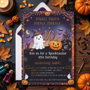 Süße Halloween-Einladung zum 10. Geburtstag Einladung