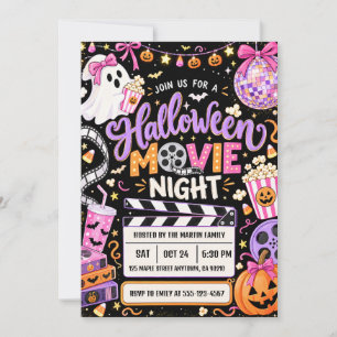 Süße Halloween-Filmnacht-Geister-Kürbis-Party Einladung