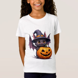 Süße Halloween-Fledermaus mit Kürbis-Hexenhut 🎃 T-Shirt