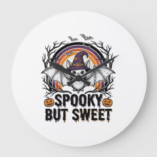 Süße Halloween-Fledermaus Vintage Gravur Grusel-Sh Große Wanduhr