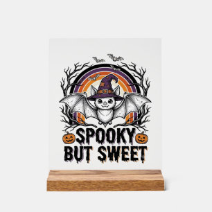 Süße Halloween-Fledermaus Vintage-Gravur Gruselige Acrylschild