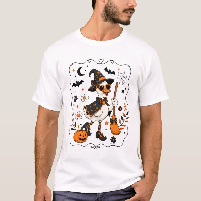 Süße Halloween-Gans-Coque-Witchy-Vibes-Fall-Pullov T-Shirt (Vorderseite)