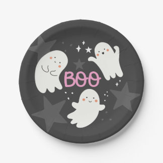 Süße Halloween-Geister BOO Pappteller