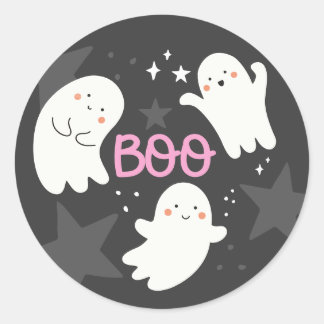 Süße Halloween-Geister BOO Runder Aufkleber