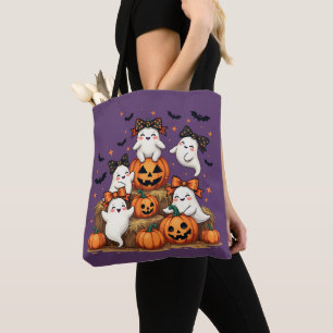 Süße Halloween-Geister in Coquette-Schleifen und K