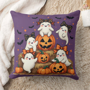 Süße Halloween-Geister in Coquette-Schleifen und K Kissen