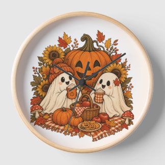 Süße Halloween-Geister Kürbis Herbst Picknick Grus Uhr