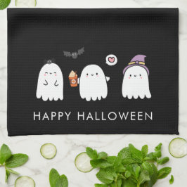 Süße Halloween-Geister Schwarz Geschirrtuch