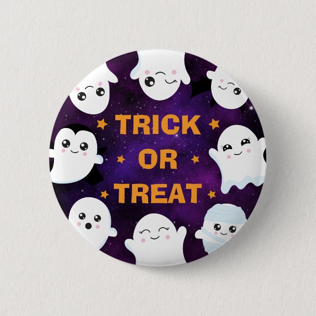 Süße Halloween-Geister: Süßes oder Saures Button (Vorderseite)