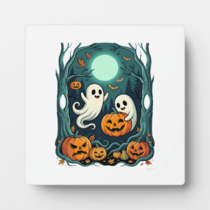 Süße Halloween-Geister und Jack O Lantern Wald (2 Fotoplatte