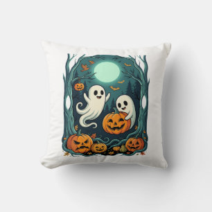 Süße Halloween-Geister und Jack O Lantern Wald (2 Kissen