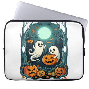 Süße Halloween-Geister und Jack O Lantern Wald (2 Laptopschutzhülle