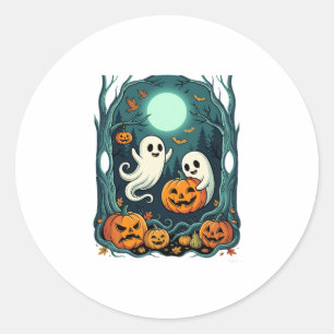Süße Halloween-Geister und Jack O Lantern Wald (2 Runder Aufkleber