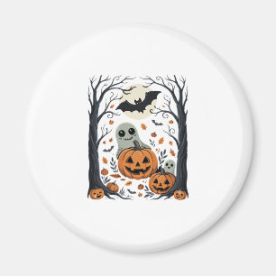 Süße Halloween-Geister und Jack O Lantern Wald Magnet