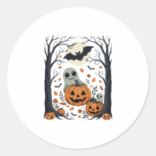 Süße Halloween-Geister und Jack-O-Lantern-Wald Runder Aufkleber