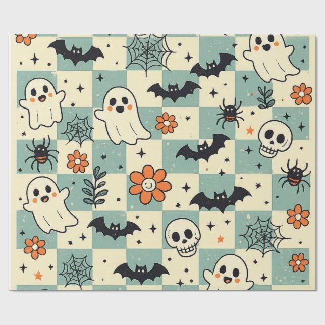 Süße Halloween-Geister-Wrap-Papier Geschenkpapier (Flach)
