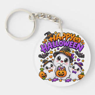 Süße Halloween-Geisterfamilie Schlüsselanhänger