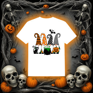 Süße Halloween-Gnome mit Kessel und Kürbis T-Shirt