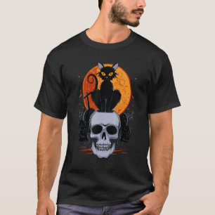 Süße Halloween-Gotik-Schwarze Katze Steht Auf Tote T-Shirt