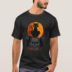 Süße Halloween-Gotik-Schwarze Katze Steht Auf Tote T-Shirt