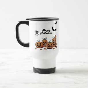 Süße Halloween-Grusel-Doodle-Elemente Reisebecher