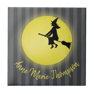 Süße Halloween-Gruselhexe individuell Fliese