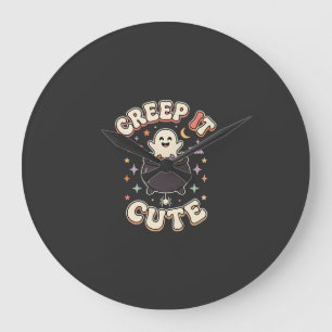 Süße Halloween Gruselige Vibes Große Wanduhr