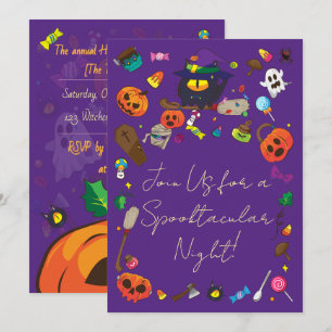 Süße Halloween-Hexe Geist Kürbis Einladung