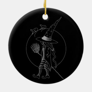 Süße Halloween-Hexe Keramikornament